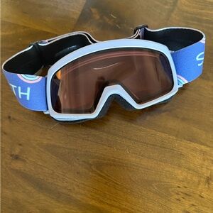 Kids SMITH Goggles with Blue and Pink Rainbow Strap